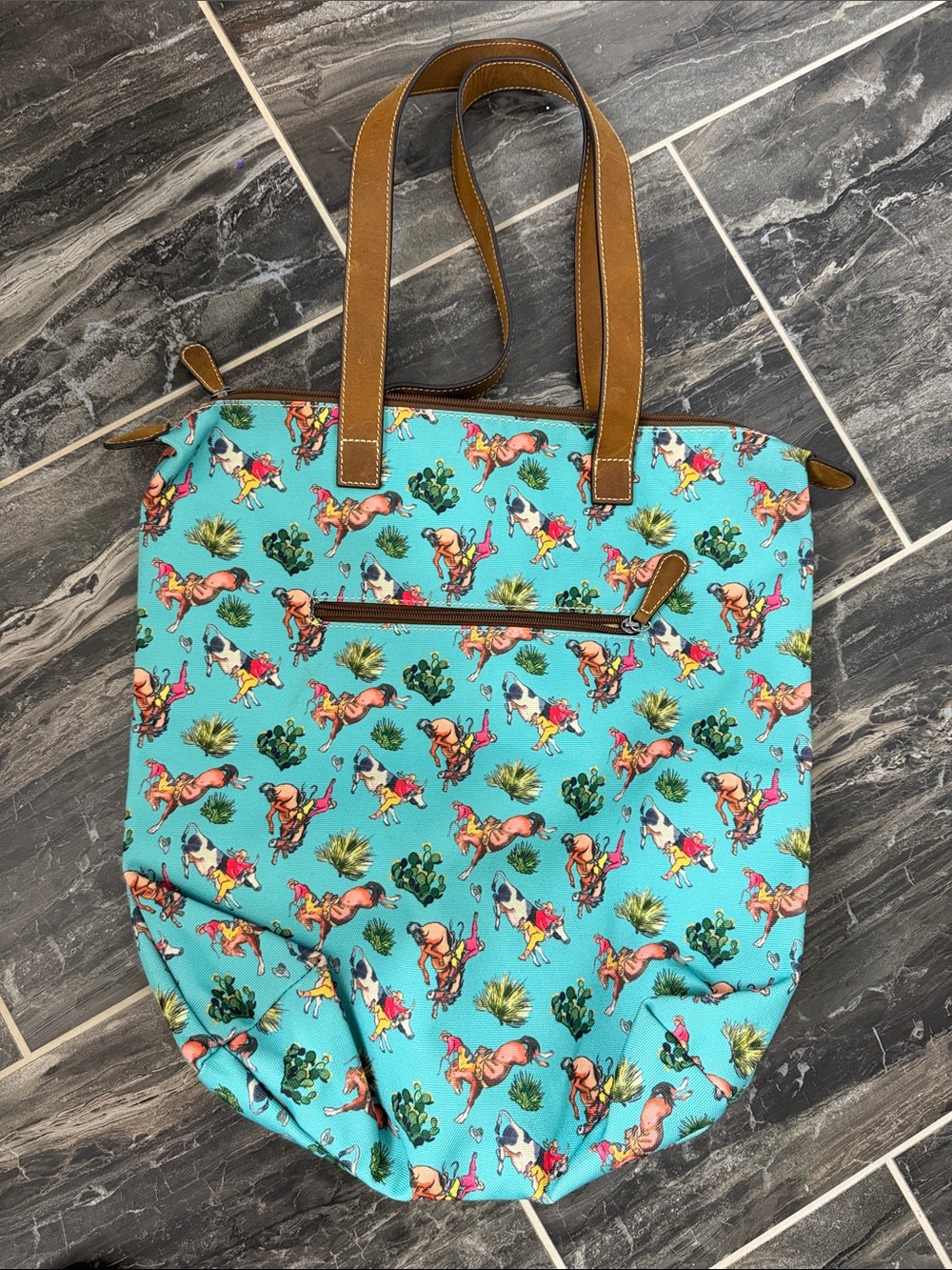 ARIAT TURQUOISE BRONCO CRUISER TOTE western rodeo - Picture 3 of 4